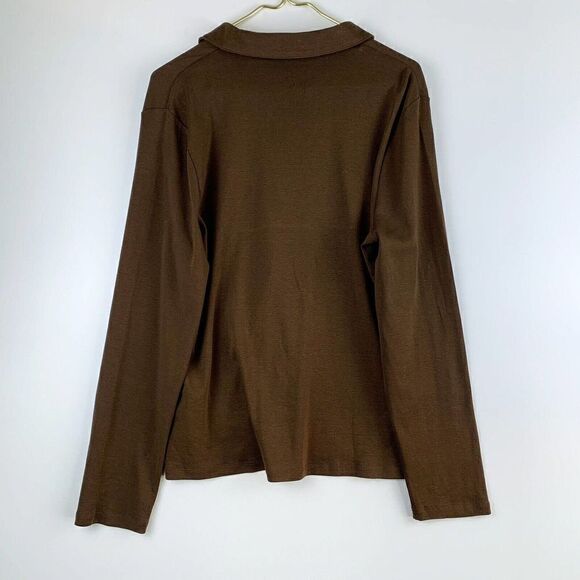 Charter Club Supima Cotton Womens XL V-Neck Tunic Brown Long Sleeve Stretch - Picture 3 of 3